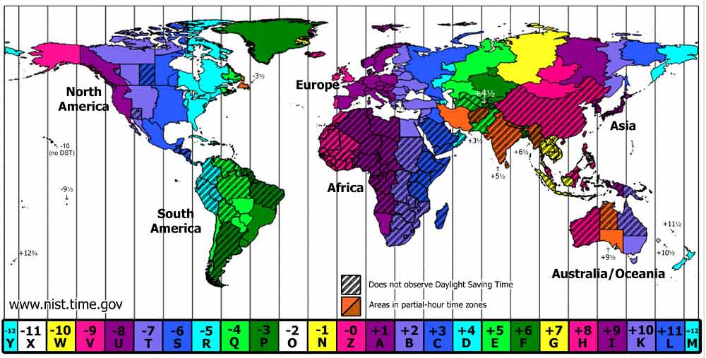 Time Zones List by Country - Time | UTC | GMT | standard - Country